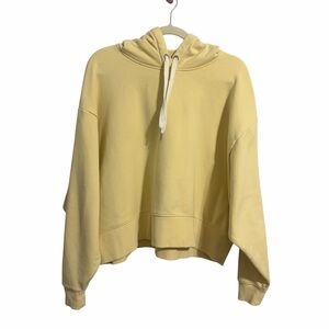 CALIA Butter Yellow Women's Pullover Fleece Hoodie Cropped Sweatshirt Size M